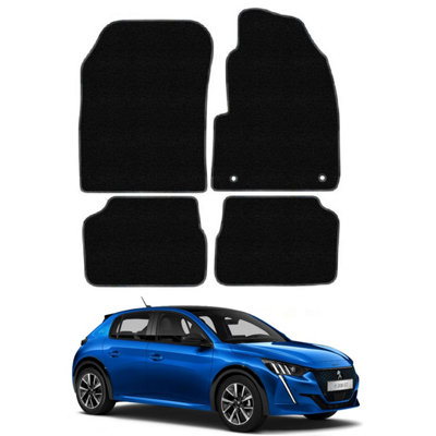 Car Mats for Peugeot e-208 (2020+) Tailored Fit Carpet Floor Set Anti-Slip 4pcs