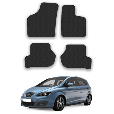 Car Mats For Seat Altea 2005-09  Oval Clip  Tailored Black Rubber Floor Set 4pcs