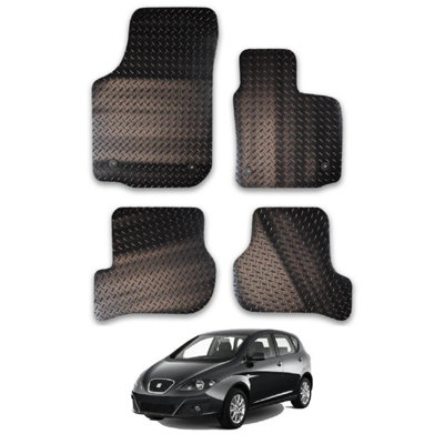 Car Mats for Seat Leon (2009-2013) Tailored Fit Rubber Floor Set Heavy-Duty 4pcs