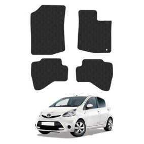 Car Mats for Toyota Aygo (2012-2014) Tailored Fit Rubber Floor Set Heavy-Duty