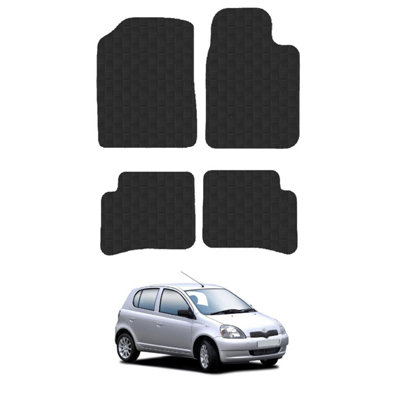 Car Mats For Toyota Yaris 2002-06  5 Door  Tailored Black Rubber Floor Set 4pcs