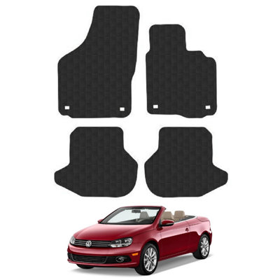 Car Mats For Volkswagen Eos 2006-14  Oval Clip  Tailored Fit Black Rubber Floor Set 4pcs