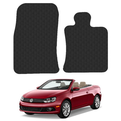 Car Mats For Volkswagen Eos 2006-14  Round Clip  Tailored Black Rubber Floor Set 4pcs