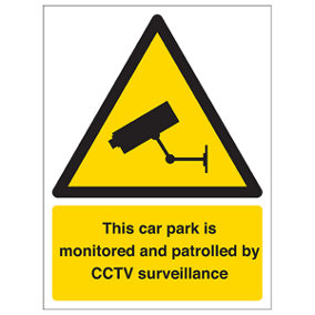 Car Park Monitored by CCTV Security Sign Adhesive Vinyl 150x200mm (x3)