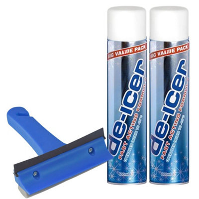 Car Plan De-Icer 600ml Can x 2 with 3-in-1 Ice Squeegee - Fast Frost ...
