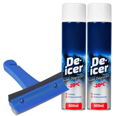 Car Plan De-icer 600ml Spray x 2 with 3-in-1 Ice Squeegee - Fast Ice ...