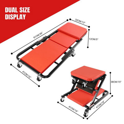 Car Rolling Folding Creeper Seat Mechanics Creeper Trolley Padded Stool ...