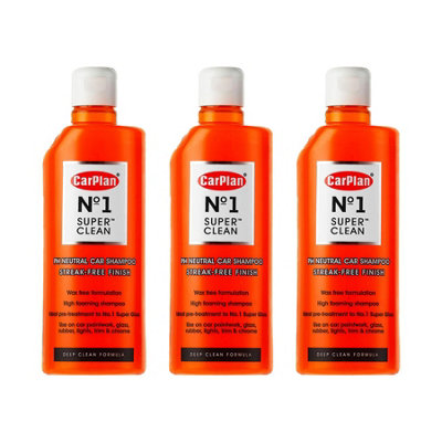 Car Shampoo Foam Wash PH Neutral Pre Treatment CarPlan Super Clean No1 600ml x3