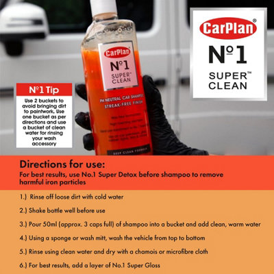 Car Shampoo Foam Wash PH Neutral Pre Treatment CarPlan Super Clean No1 600ml - 5