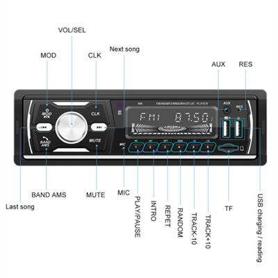 Car Stereo 1 DIN DAB+ AM FM RDS Bluetooth MP3 USB AUX TF