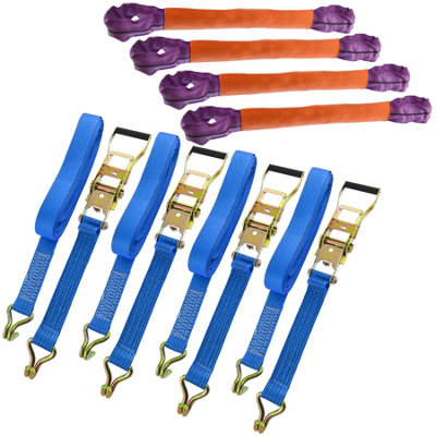 thumbnail image 2 of 4 Pack Wheel Bridging Straps For Trailer Tie Down & Car Recovery - 16 Inch 1.5 Ton Each - AB Tools SM001 2 of 4