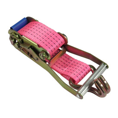 Car Transporter Wheel Strap Set 50MM (6M Set of 4 Trailer Recovery Soft Link Belt Pink) - 3