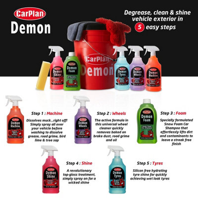 Car Valet Wash Bucket Mit Kit Carplan Demon Shine Foam Wheels Machine Clean