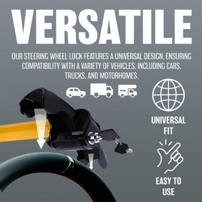 Car Van Security Rotary Steering Wheel Lock For Vehicle Steel Keys Safety Hand Brake Steel Vehicle Secure Strong Durable
