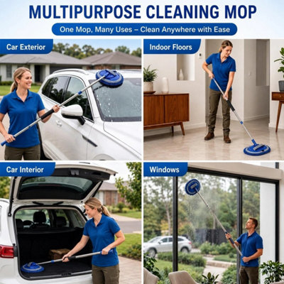 Car Wash Mop with Rotating Head Extendable Handle for Vehicle Cleaning