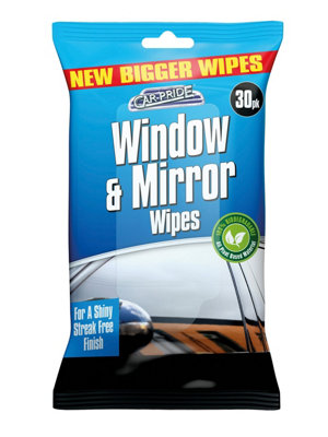 Car Window and Mirror Glass Cleaning Wipes Streak Free Clean Shine Wipes 30pk