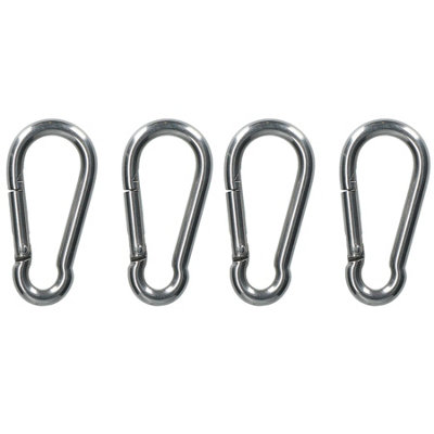 Carabiner Carbine Hook Snap Shackle 6mm Marine Grade Stainless Steel 4 PACK