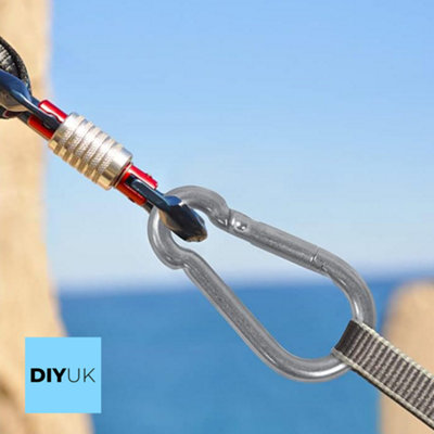Carabiner Hook Clip M4 x 40mm ( Pack of: 10 ) Heavy Duty Snap Hook Spring Clip Galvanised Steel - 4