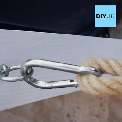 Carabiner Hook Clip M4 x 40mm ( Pack of: 10 ) Heavy Duty Snap Hook Spring Clip Galvanised Steel - 8