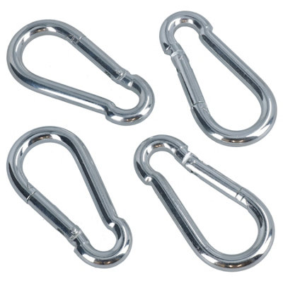 Carabiner Hook Clip Snap Hook Spring Loaded 10mm x 100mm 250kg Capacity 4pc
