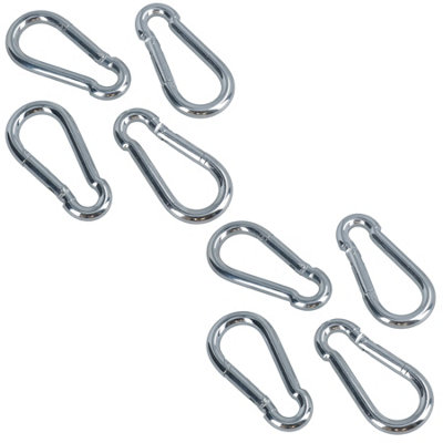 Carabiner Hook Clip Snap Hook Spring Loaded 10mm x 100mm 250kg Capacity 8pc