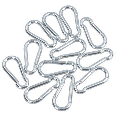 Carabiner Hook Clip Snap Hook Spring Loaded 5mm x 50mm 50kg Capacity 12pc