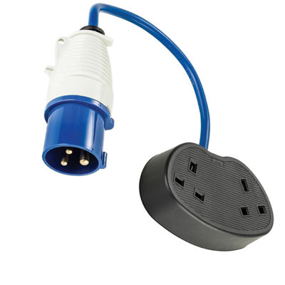 Caravan Hook Up 2 Gang Trailing Socket to 16A Industrial Male Plug