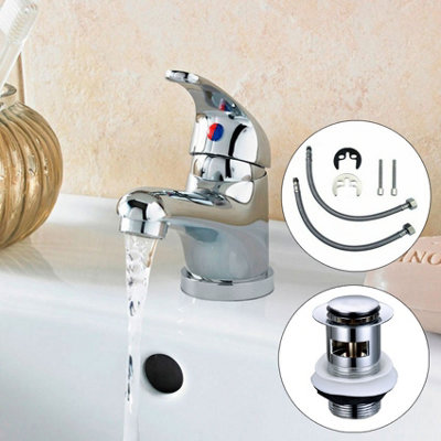 Caravan Mixer Tap Short Spout Chrome Single Lever Static Motorhome Boat + Waste