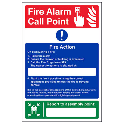 Caravan Site Fire Action Assembly Point - Rigid Plastic 300x400mm (x3)