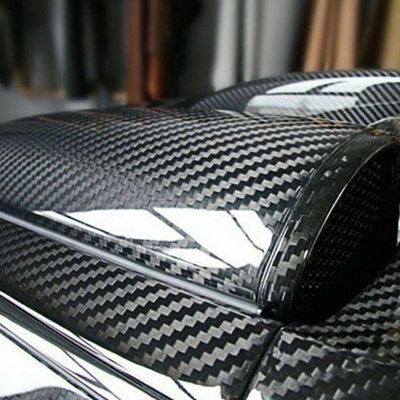 Carbon Fiber Wrap for Cars, High Gloss Carbon Vinyl Automotive Wrap Film, Outdoor Rated for Automotive Use,(30CM X 152CM, Black)