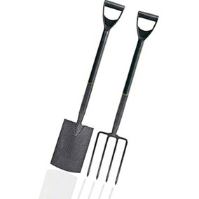 Carbon Steel Garden Fork And Spade Tool Set With Plastic Handle - 102.5Lx 21.5Wx14.5H