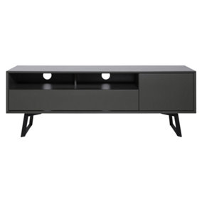 Carbon TV-Stand with 1 flap and 1 door in grey