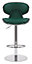 Carcaso Deluxe Kitchen Bar Stool, Single, Adjustable Swivel Gas Lift, Chrome Footrest, Breakfast & Home Bar Stools, Sage Green