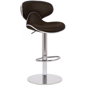 Carcaso Deluxe Single Kitchen Bar Stool, Chrome Footrest, Height Adjustable Swivel Gas Lift, Breakfast Bar & Home Barstool, Brown