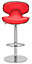 Carcaso Deluxe Single Kitchen Bar Stool, Chrome Footrest, Height Adjustable Swivel Gas Lift, Breakfast Bar & Home Barstool, Red