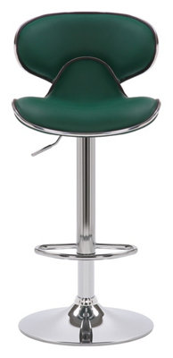 Carcaso Kitchen Bar Stools Pair Sage Green, Adjustable Swivel Gas Lift, Chrome Base, For Breakfast Bar Or Kitchen