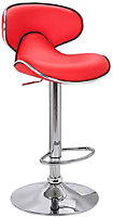 Carcaso Single Kitchen Bar Stool, Chrome Footrest, Height Adjustable Swivel Gas Lift, Breakfast Bar & Home Barstool, Red
