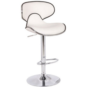 Carcaso Single Kitchen Bar Stool, Chrome Footrest, Height Adjustable Swivel Gas Lift, Breakfast Bar & Home Barstool, White