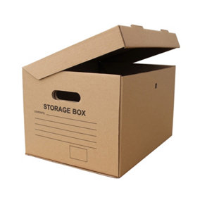Cardboard A4 Printed Archive Storage Filing Boxes With Handles - Pack of 10