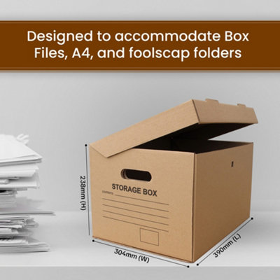 Cardboard A4 Printed Archive Storage Filing Boxes With Handles - Pack of 10 - 4