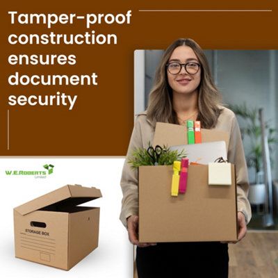 Cardboard A4 Printed Archive Storage Filing Boxes With Handles - Pack of 10 - 5