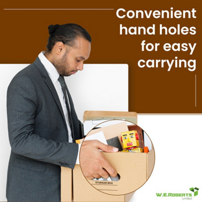 Cardboard A4 Printed Archive Storage Filing Boxes With Handles - Pack of 10 - 7