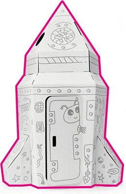 Cardboard Spaceship Rocket Playhouse For Kids - DIY Creative Playhouses - Durable Cardboard Shuttle Colouring Playhouse For Kids