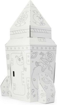 Cardboard Spaceship Rocket Playhouse For Kids - DIY Creative Playhouses - Durable Cardboard Shuttle Colouring Playhouse For Kids - 4