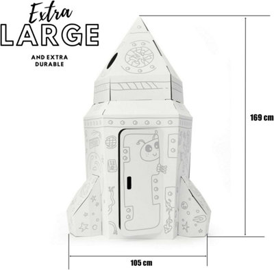 Cardboard Spaceship Rocket Playhouse For Kids - DIY Creative Playhouses - Durable Cardboard Shuttle Colouring Playhouse For Kids - 5