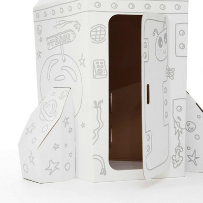 Cardboard Spaceship Rocket Playhouse For Kids - DIY Creative Playhouses - Durable Cardboard Shuttle Colouring Playhouse For Kids - 6