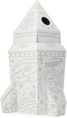 Cardboard Spaceship Rocket Playhouse For Kids - DIY Creative Playhouses - Durable Cardboard Shuttle Colouring Playhouse For Kids - 7