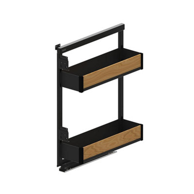 Cargo Mini - MAXIMA Puro - kitchen, storage solution - black with wooden, 150mm, left