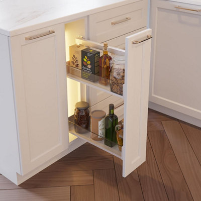Cargo Mini - MAXIMA Puro - kitchen, storage solution - white with colorless glass, 150mm, right