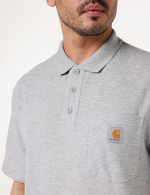 Carhartt K570 Loose Fit Midweight Pocket Polo Shirt Grey M